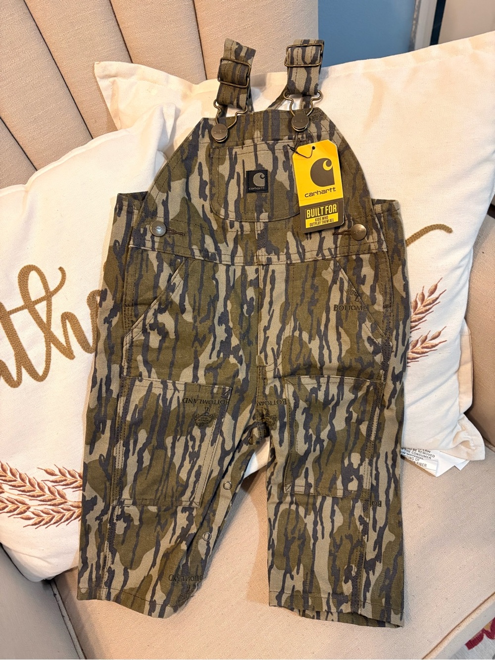 Carhartt Kids Olive Green Camo Overalls
